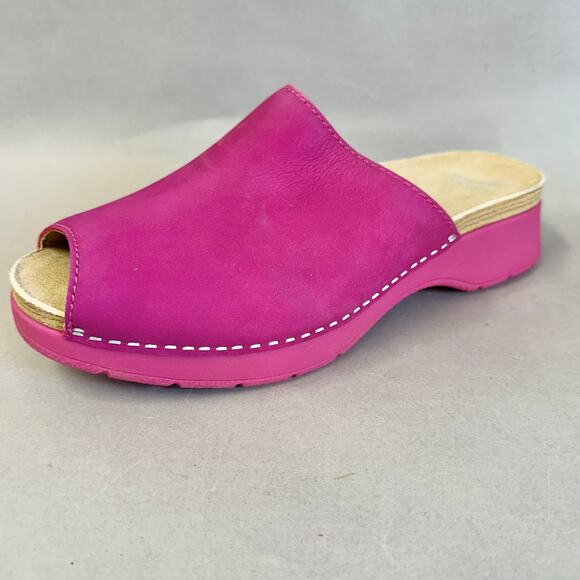 Dansko Ravyn peep-toe sandal in fuchsia milled nubuck Euro Size 38 US 8.5/9 - Picture 1 of 16